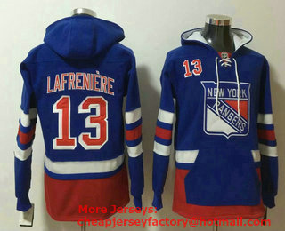 Men's New York Rangers #13 Alexis Lafreniere NEW Navy Blue Pocket Stitched NHL Pullover Hoodie