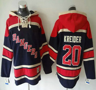 Men's New York Rangers #20 Chris Kreider Old Time Hockey Alternate Navy Blue Hoodie
