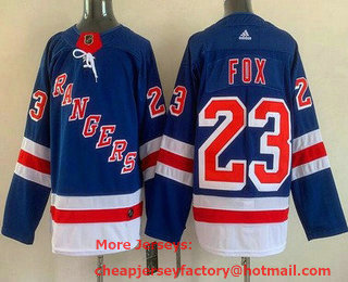 Men's New York Rangers #23 Adam Fox Blue Stitched Jersey
