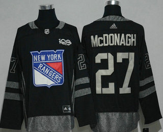 Men's New York Rangers #27 Ryan Mcdonagh Black 100th Anniversary Stitched NHL 2017 Hockey Jersey