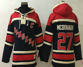 Men's New York Rangers #27 Ryan Mcdonagh Navy Blue Stitched NHL Old Time Hockey Hoodie