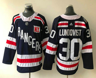Men's New York Rangers #30 Henrik Lundqvist Navy Blue 2018 Winter Classic Stitched NHL Hockey Jersey