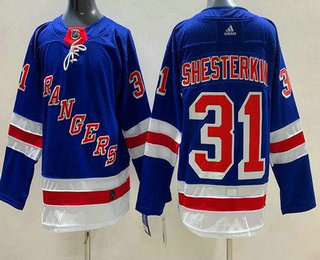 Men's New York Rangers #31 Igor Shesterkin Blue Stitched Jersey
