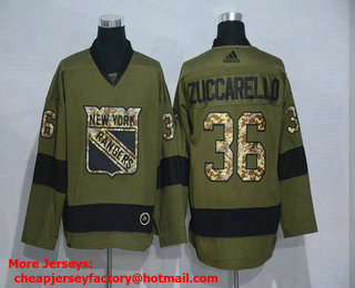 Men's New York Rangers #36 Mats Zuccarello Green Salute To Service Adidas Stitched NHL Jersey