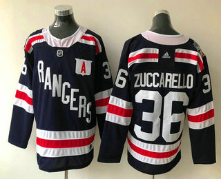 Men's New York Rangers #36 Mats Zuccarello Navy Blue 2018 Winter Classic Stitched NHL Hockey Jersey