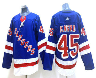 Men's New York Rangers #45 Kaapo Kakko Royal Blue Home Adidas Hockey Stitched NHL Jersey