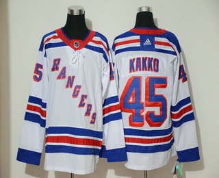 Men's New York Rangers #45 Kaapo Kakko White Away Adidas Hockey Stitched NHL Jersey