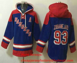 Men's New York Rangers #93 Mika Zibanejad Blue 2023 Ageless Must Have Lace Up Pullover Hoodie