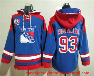 Men's New York Rangers #93 Mika Zibanejad Blue Ageless Must Have Lace Up Pullover Hoodie