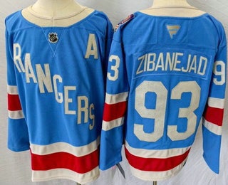 Men's New York Rangers #93 Mika Zibanejad Blue Centennial Authentic Jersey