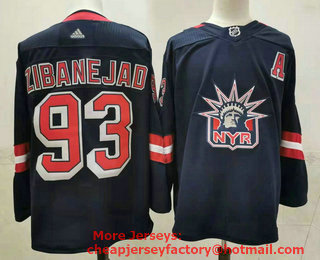Men's New York Rangers #93 Mika Zibanejad Navy Blue 2021 Reverse Retro Stitched NHL Jersey