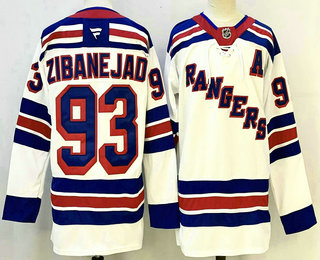 Men's New York Rangers #93 Mika Zibanejad White Authentic Jersey