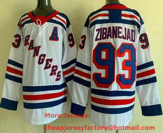 Men's New York Rangers #93 Mika Zibanejad White Authentic Jersey