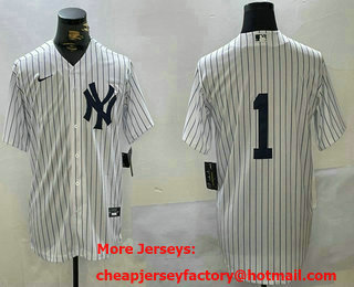 Men's New York Yankees #1 Dad No Name White Stitched Cool Base Nike Jersey