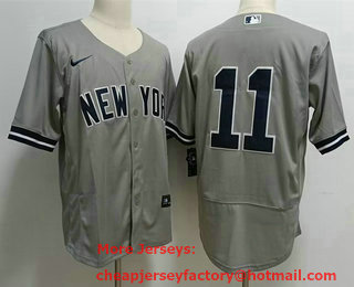 Men's New York Yankees #11 Anthony Volpe Grey Stitched Flex Base Nike Jersey