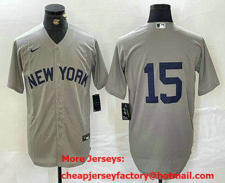 Men's New York Yankees #15 Thurman Munson Grey Stitched Nike Cool Base Jersey