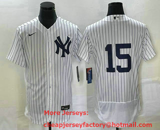 Men's New York Yankees #15 Thurman Munson White Flex Base Stitched Baseball Jersey