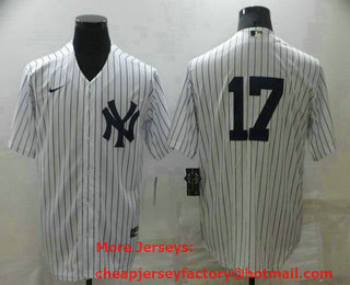 Men's New York Yankees #17 Aaron Boone White Cool Base Stitched Baseball Jersey