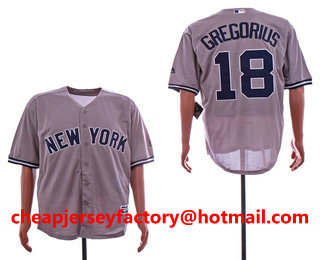 Men's New York Yankees #18 Didi Gregorius Gray Road Stitched MLB Cool Base Jersey