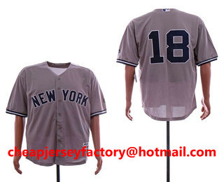Men's New York Yankees #18 Didi Gregorius No Name Gray Road Stitched MLB Cool Base Jersey