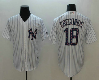 Men's New York Yankees #18 Didi Gregorius White 2018 Stars & Stripes Stitched MLB Cool Base Jersey