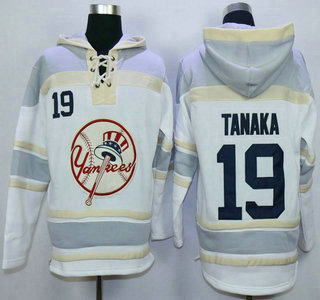 Men's New York Yankees #19 Masahiro Tanaka White Home MLB Hoodie