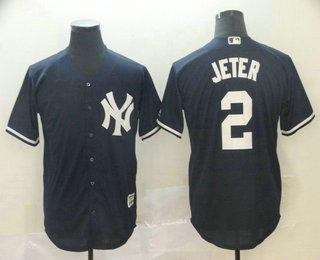 Men's New York Yankees #2 Derek Jeter Navy Blue Stitched MLB Cool Base Jersey