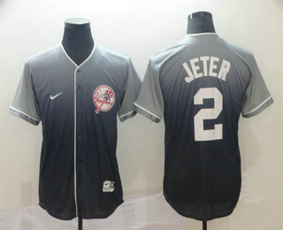 Men's New York Yankees #2 Derek Jeter Nike Navy Blue Fade Stitched Jersey