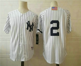 Men's New York Yankees #2 Derek Jeter White 2001 Throwback Cooperstown Collection Stitched MLB Mitchell & Ness Jersey