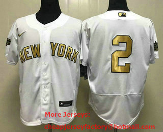 Men's New York Yankees #2 Derek Jeter White 2022 All Star Stitched Flex Base Nike Jersey