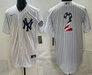 Men's New York Yankees #2 Derek Jeter White 2026 USA 250 Fourth of July Home Stadium Stitched Jersey
