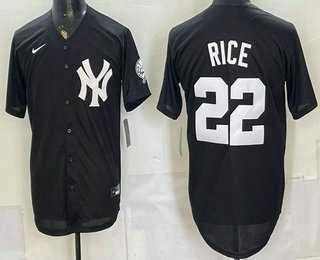 Men's New York Yankees #22 Ben Rice Black Throwback Cool Base Jersey