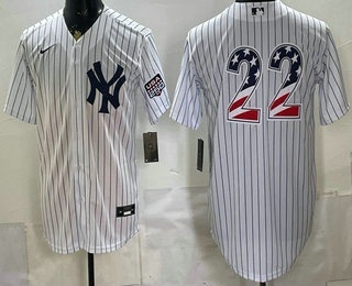 Men's New York Yankees #22 Ben Rice White 2026 USA 250 Fourth of July Home Stadium Stitched Jersey