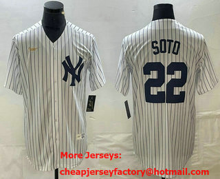 Men's New York Yankees #22 Juan Soto White Throwback Stitched MLB Cool Base Nike Jersey