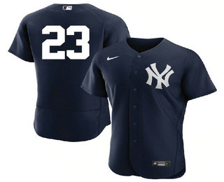 Men's New York Yankees #23 Don Mattingly Black No Name Stitched MLB Flex Base Nike Jersey