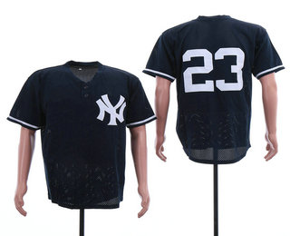 Men's New York Yankees #23 Don Mattingly Navy Blue Mesh Batting Practice 1995 Throwback Jersey By Mitchell & Ness