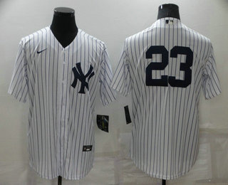 Men's New York Yankees #23 Don Mattingly White No Name Stitched MLB Nike Cool Base Jersey