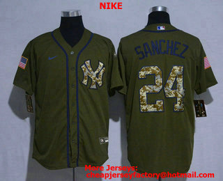 Men's New York Yankees #24 Gary Sanchez Green Salute To Service Stitched MLB Cool Base Nike Jersey