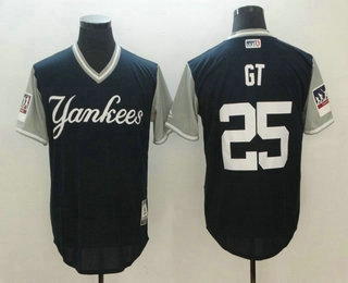 Men's New York Yankees #25 Gleyber Torres GT Majestic Navy-Gray 2018 Players' Weekend Authentic Jersey