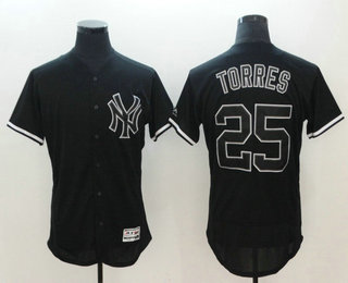 Men's New York Yankees #25 Gleyber Torres Lights Out Black Fashion Flex Base Stitched MLB Jersey