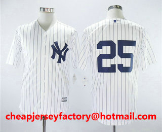 Men's New York Yankees #25 Gleyber Torres No Name White Home Stitched MLB Cool Base Jersey