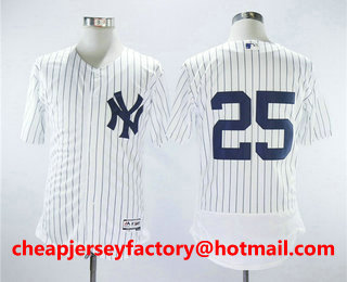 Men's New York Yankees #25 Gleyber Torres No Name White Home Stitched MLB Flex Base Jersey