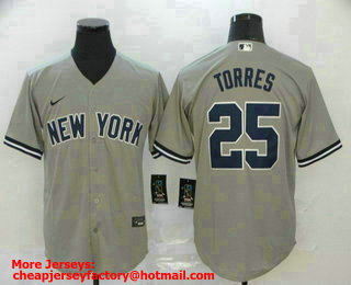 Men's New York Yankees #25 Gleyber Torres Gray Stitched MLB Cool Base Nike Jersey