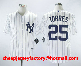 Men's New York Yankees #25 Gleyber Torres White Home Stitched MLB Cool Base Jersey