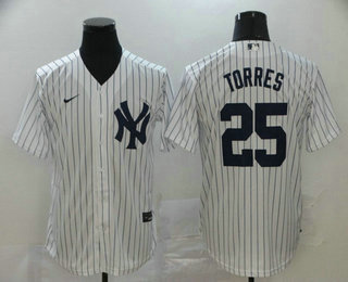 Men's New York Yankees #25 Gleyber Torres White Home Stitched MLB Cool Base Nike Jersey