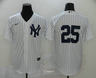 Men's New York Yankees #25 Gleyber Torres White No Name Stitched MLB Cool Base Nike Jersey