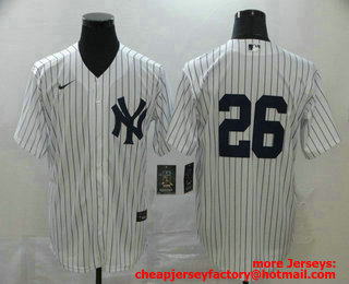 Men's New York Yankees #26 DJ LeMahieu White Home No Name Stitched MLB Cool Base Nike Jersey