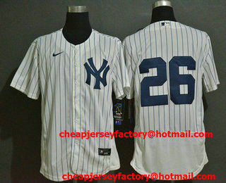 Men's New York Yankees #26 DJ LeMahieu White Home No Name Stitched MLB Flex Base Nike Jersey