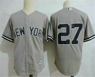 Men's New York Yankees #27 Giancarlo Stanton Gray No Name Road Stitched MLB Cool Base Jersey