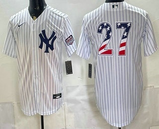 Men's New York Yankees #27 Giancarlo Stanton White 2026 USA 250 Fourth of July Home Stadium Stitched Jersey